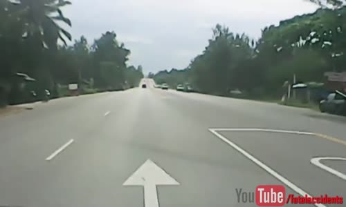 Motorcyclist pulling out too early gets slammed by truck 