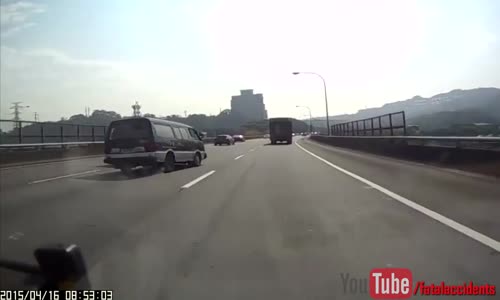 SUV swerves into van's lane van brakes hard and falls on its side 