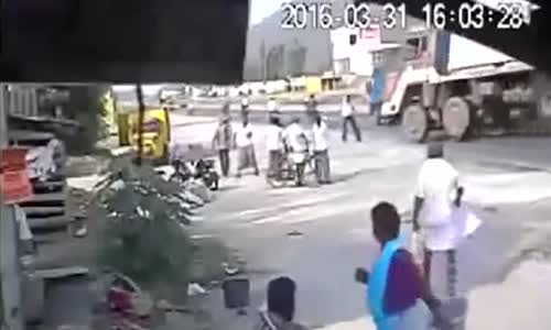 A truck overturned killing several bystanders 