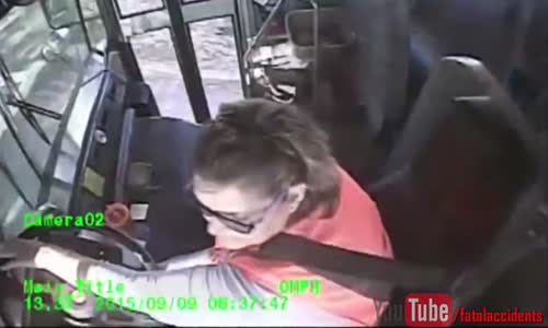 Bus Driver Falls Out Of Her Seat 