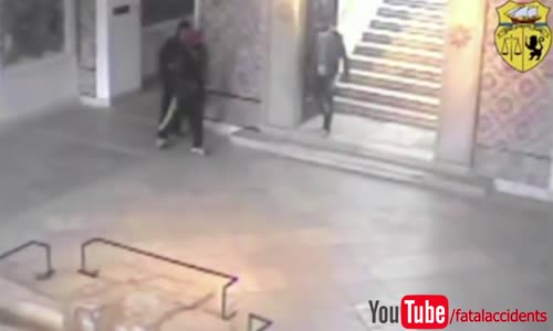 Tunisia Bardo museum attack_ CCTV shows moment tourist bumps into gunmen 