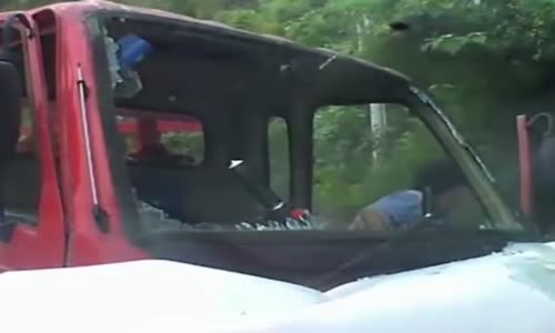 Three-wheeler driver breaks windshield head-on 