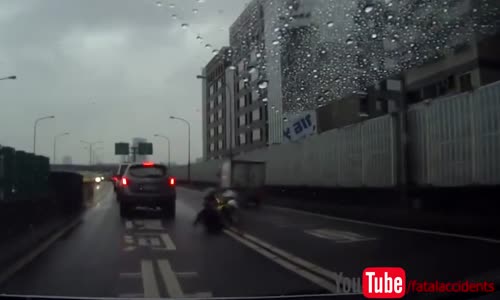 Police Motorcycle rear ended by box truck 