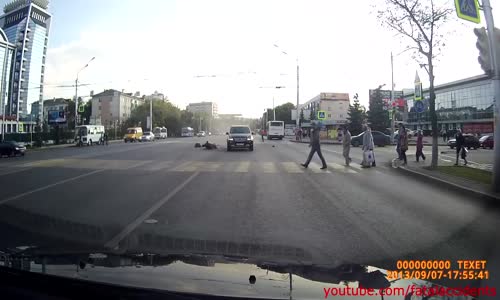 Hard Hitting Motorcycle Accident in Russia 