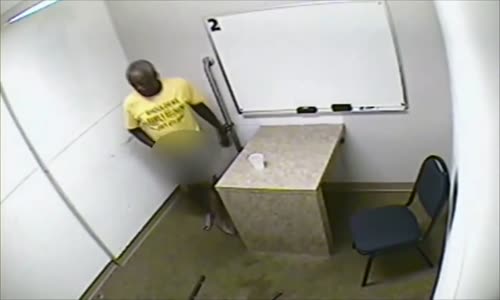 Crazy Old Man Urinates On Floor In Interrogation Room 