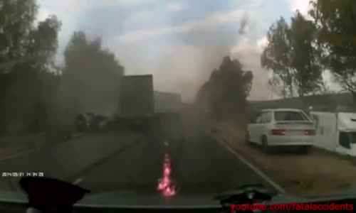 Russian Man Burned to Death in a Head-on Truck Crash 