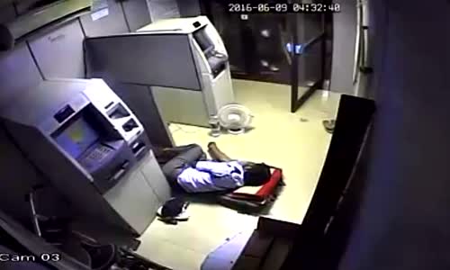 ATM guard beaten with stick (alternate angle) 