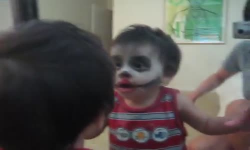 Baby Scares himself in the mirror